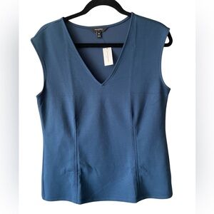 Banana Republic Factory Blue Sleeveless Professional V Neck Top Medium NWT